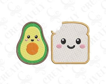 Kawaii Cute Food Avocado Toast Embroidery Design Bundle Cute Food Embroidery File Download Kawaii Design Gift for Teen Gift for Tween