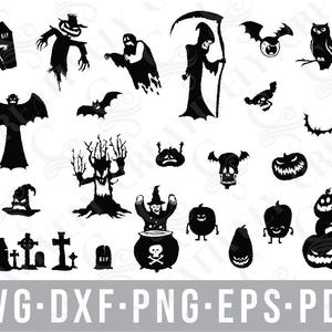 Halloween Bundle SVG PNG DXF-Dateien, Cut-Dateien für Cricut Silhouette, Halloween Dekor, Halloween Party, Scary Halloween Bundle
