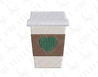Coffee Cup Embroidery Design, Embroidery File Download, Coffee Cup, Gift for Coffee Lover, 4 Sizes