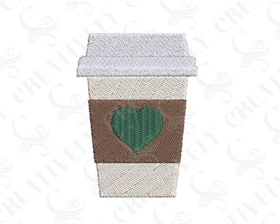 Coffee Cup Embroidery Design, Embroidery File Download, Coffee Cup, Gift for Coffee Lover, 4 Sizes