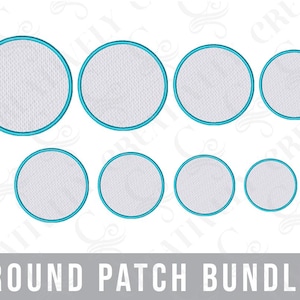 Round Patch Machine Embroidery File Bundle, Applique Patch Embroidery Files, Faux Merrow Edge Look, 8 Sizes, Patch Bundle, Embroidered Patch