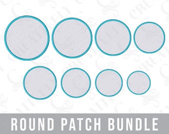 Round Patch Machine Embroidery File Bundle, Applique Patch Embroidery Files, Faux Merrow Edge Look, 8 Sizes, Patch Bundle, Embroidered Patch