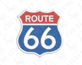US Route 66 Highway 66 Embroidery File Download, Vintage Sign Embroidery File, 4 Sizes, Route 66 Sign, Highway 66 Sign, Vintage Embroidery