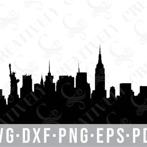 File di New York City Skyline SVG PNG DXF Eps Pdf, file di taglio per Cricut Silhouette, New York City Silhouette
