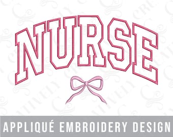Nurse Appliqué Sweatshirt Tshirt Coquette Bow Machine Embroidery Design, Nurse Applique Shirt, Nurse Gift, Gift for Nurse, Healthcare Design