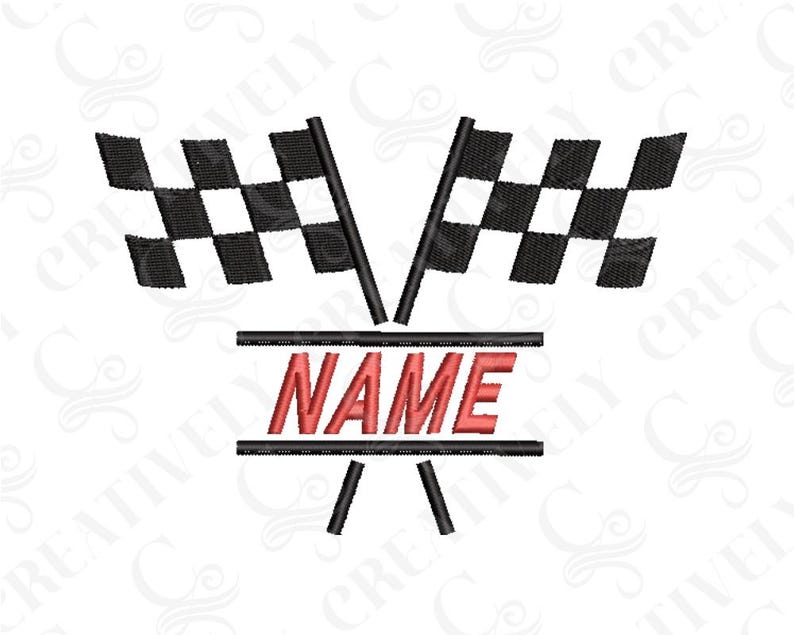 Checkered Racing Flags Race Car Flags Embroidery Design