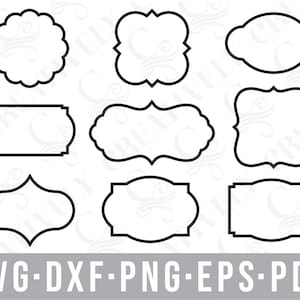 Bundle di cornici SVG PNG DXF Eps Pdf Files, file di taglio per cornici monogramma decorative per Cricut Silhouette, bundle di cornici monogramma