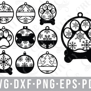 Dog Christmas Ornament Bundle SVG PNG DXF Eps Pdf Files, 10 Dog Ornaments, Christmas Ornaments for Dogs, Diy Dog Ornaments for laser cricut