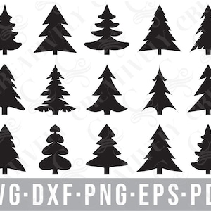 Christmas Tree Bundle SVG PNG DXF Eps Pdf Files, 15 Designs, Christmas Decor, Christmas Tree Cut Files