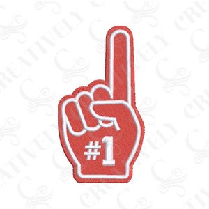 Foam Finger #1 Sports Fan Embroidery File Download, 6 Sizes, Sports Fan Design, Football Baseball Hockey Fan, Gift for Sports Fan