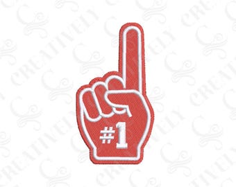 Foam Finger #1 Sports Fan Embroidery File Download, 6 Sizes, Sports Fan Design, Football Baseball Hockey Fan, Gift for Sports Fan