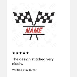 Checkered Racing Flags Race Car Flags Embroidery Design, Racing Flags Add Name Customizable Monogram Frame, 4 Sizes, Race Car Monogram image 10