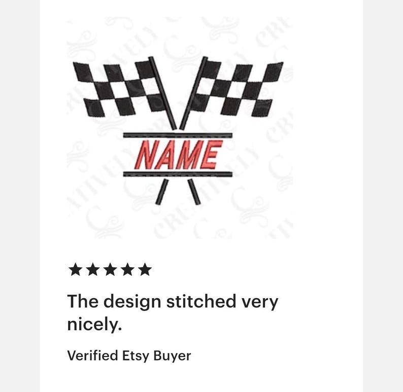 Checkered Racing Flags Race Car Flags Embroidery Design, Racing Flags Add Name Customizable Monogram Frame, 4 Sizes, Race Car Monogram image 10