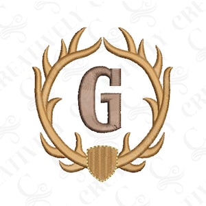 Deer Buck Antler Monogram Embroidery Frame Design, Elk Antler Embroidery Design, 4 Sizes, Hunting Season Design