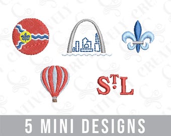 St. Louis Missouri Mini Embroidery Design Bundle, St. Louis Mini Designs, 5 St. Louis Designs, Missouri Home Love, Missouri State Designs