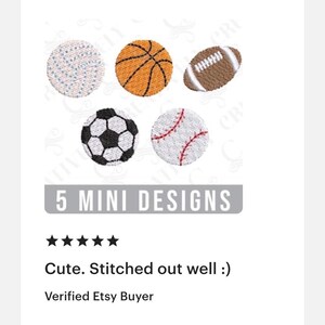 Sports Balls Mini Embroidery Design Bundle Embroidery File Download, Sports Mini Designs, 5 Designs, Ball Mini Designs, Gift for Athlete image 7