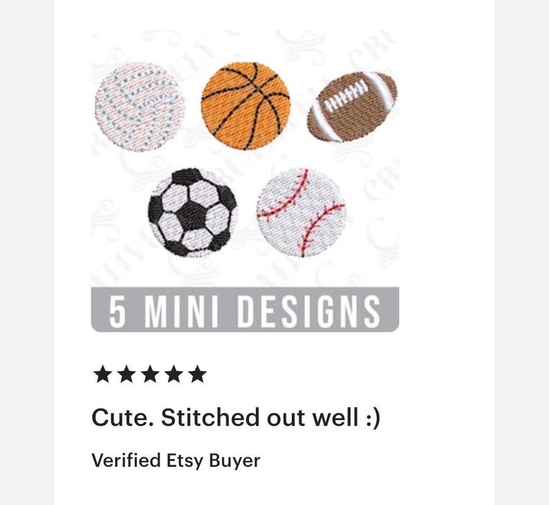 Sports Balls Mini Embroidery Design Bundle Embroidery File Download, Sports Mini Designs, 5 Designs, Ball Mini Designs, Gift for Athlete image 7
