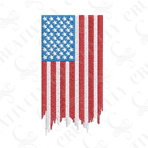 American Flag Machine Embroidery Design, American Flag for Sleeve, 4 Sizes, American Flag for Shirt, USA Flag, Tattered Distressed Flag