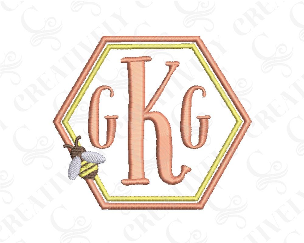 Bee Monogram Frame Machine Embroidery Design, 3 Sizes, Trendy ...