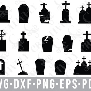 File SVG PNG DXF Eps Pdf per lapidi del cimitero di Halloween, file di taglio di Halloween per Cricut Silhouette, lapide per laser, Rip