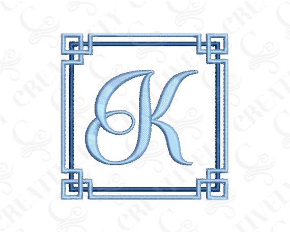 Chinoiserie Monogram Frame Machine Embroidery Design, 3 Sizes, Chinoiserie Design, Preppy Monogram, College Gift, Bridal Gift