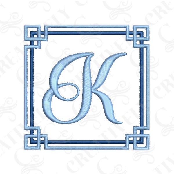 Chinoiserie Monogram Frame Machine Embroidery Design, 3 Sizes, Chinoiserie Design, Preppy Monogram, College Gift, Bridal Gift