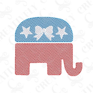 Republican GOP Elephant USA Embroidery Design, Patriotic Sketch Embroidery Design, 4 Sizes, USA Design, Election 2024