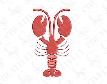 Lobster Embroidery Design, Coastal Summer Lobster Machine Embroidery Design, 4 Sizes, New England Lobster Design for Shirt for Towels