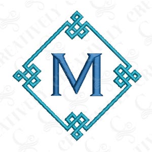 Chinoiserie Monogram Frame Machine Embroidery Design, 3 Sizes, Chinoiserie Monogram for Towels for Napkins