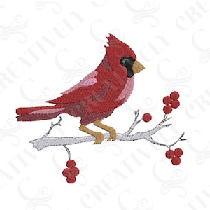 Weihnachten Kardinal Vogel Stickerei Design, 3 Größen, Kardinal Stickdatei, Winter Urlaub Design, Gastgeschenk, Weihnachtsdekor