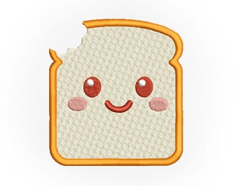 Motif de broderie Toast de personnage kawaii, fichier PES de broderie Toast mignon, motif de broderie Machine japonaise, cadeau pour ado, cadeau pour préado