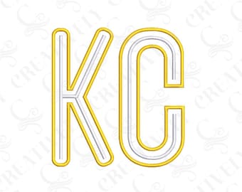 Football Kansas City KC Jersey Letters Machine Embroidery Design Bundle, 10 Sizes, Fall Football Season Spirit Embroidery, KC for Sweatshirt
