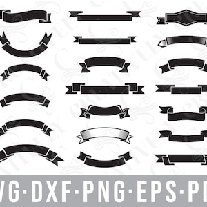 Ribbon Banner SVG PNG DXF Files, Cut Files for Cricut Silhouette, Banner cut files, Banners for laser, for cricut