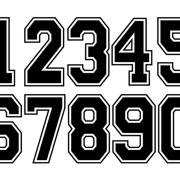 Sports Jersey Numbers SVG PNG DXF Eps Pdf Files, Cut Files for Cricut Silhouette, Sports Numbers, Numbers for Jersey