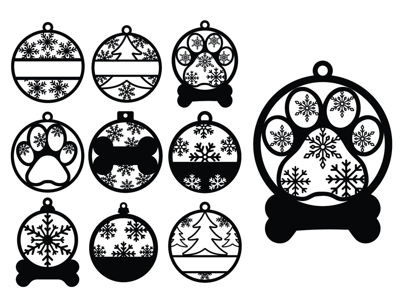 Dog Christmas Ornament Bundle SVG PNG DXF Eps Pdf Files, 10 Dog