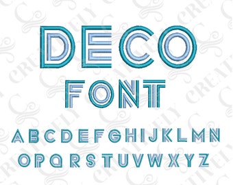 Machine Embroidery Font, Embroidery Alphabet, Embroidery Letters, Deco Font, 5 Sizes, 2 Color Embroidery Font, Letter Embroidery