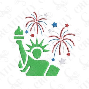 4th of July Liberty Fireworks Embroidery Design Download, 4 Sizes, Patriotic Fireworks Machine Embroidery Design, Independence Day, USA