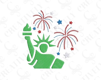 4th of July Liberty Fireworks Embroidery Design Download, 4 Sizes, Patriotic Fireworks Machine Embroidery Design, Independence Day, USA