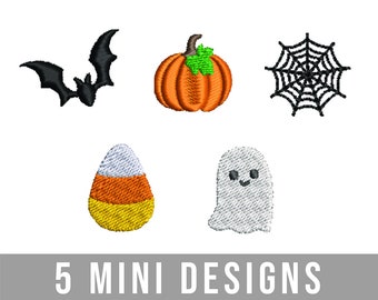 Halloween Mini Embroidery Design Bundle, Embroidery File Download, Halloween Mini Designs
