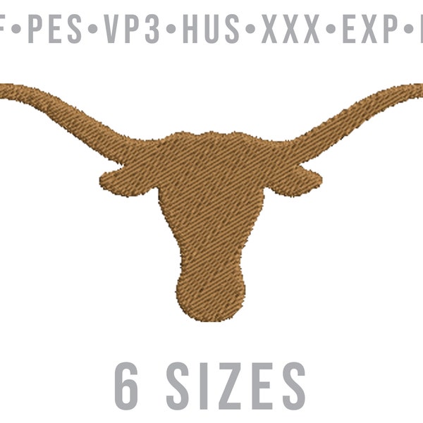 Longhorn Embroidery File Download, 6 Sizes, Longhorn, Western Design, Gift for Cowboy Cowgirl, Gift for Texan