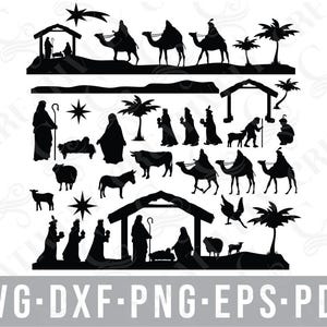 Christmas Nativity Bundle SVG PNG DXF Eps Pdf Files, Diy Christmas Nativity, Christmas Decor, Christmas Nativity Cut Files