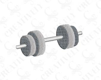 Gym Dumbbell Barbell Sports Embroidery File Download, 4 Sizes, Gym Lover Design, Gym Lover Gift, Weight Lifting Fitness Design