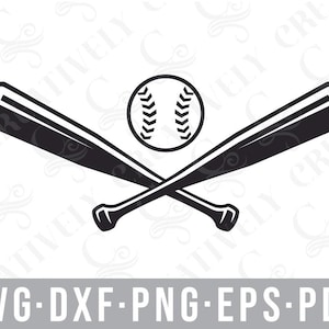 Kije baseballowe i piłki SVG PNG DXF pliki, plik do cięcia baseballu dla sylwetki Cricut, prezent dla baseballisty, wystrój baseballu