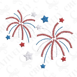 4th of July Fireworks Embroidery File Download, 6 Sizes, Patriotic Fireworks Machine Embroidery Design, Independence Day Embroidery
