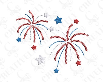 4th of July Fireworks Embroidery File Download, 6 Sizes, Patriotic Fireworks Machine Embroidery Design, Independence Day Embroidery