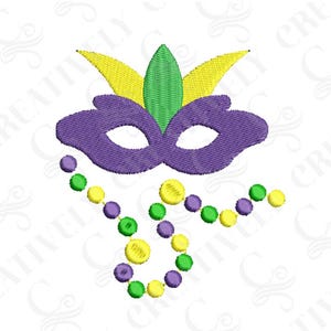 マルディグラ マスク ビーズ刺繍デザイン、4 サイズ、マルディグラ ギフト、マルディグラ シャツ、ホステス ギフト、ニューオーリンズ ギフト、NOLA デザイン