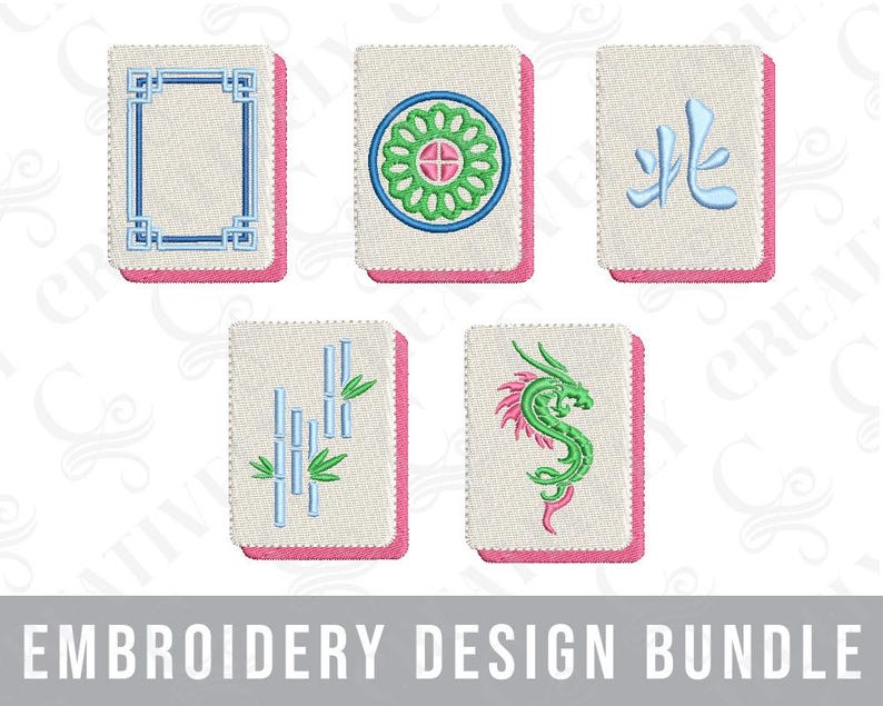Mahjong Tiles Machine Embroidery Design Bundle