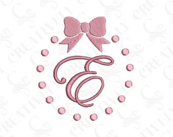 Bow Monogram Frame Machine Embroidery Design, Coquette Monogram, Baby Monogram, College Gift, Girl Monogram, Girly
