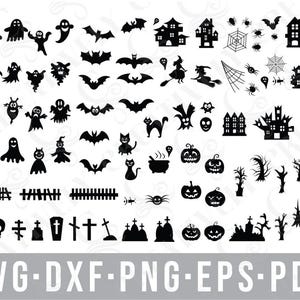 Halloween Bundle SVG PNG DXF-Dateien, Halloween Cut-Dateien für Cricut Silhouette, Halloween-Dekor, Halloween Party Über 50 Designs