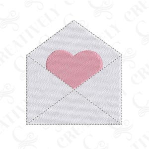 Valentine Love Note Embroidery File Download, 4 Sizes, Valentine Heart Envelope, Valentine Design for Sweatshirt, For Valentine&#39;s Day